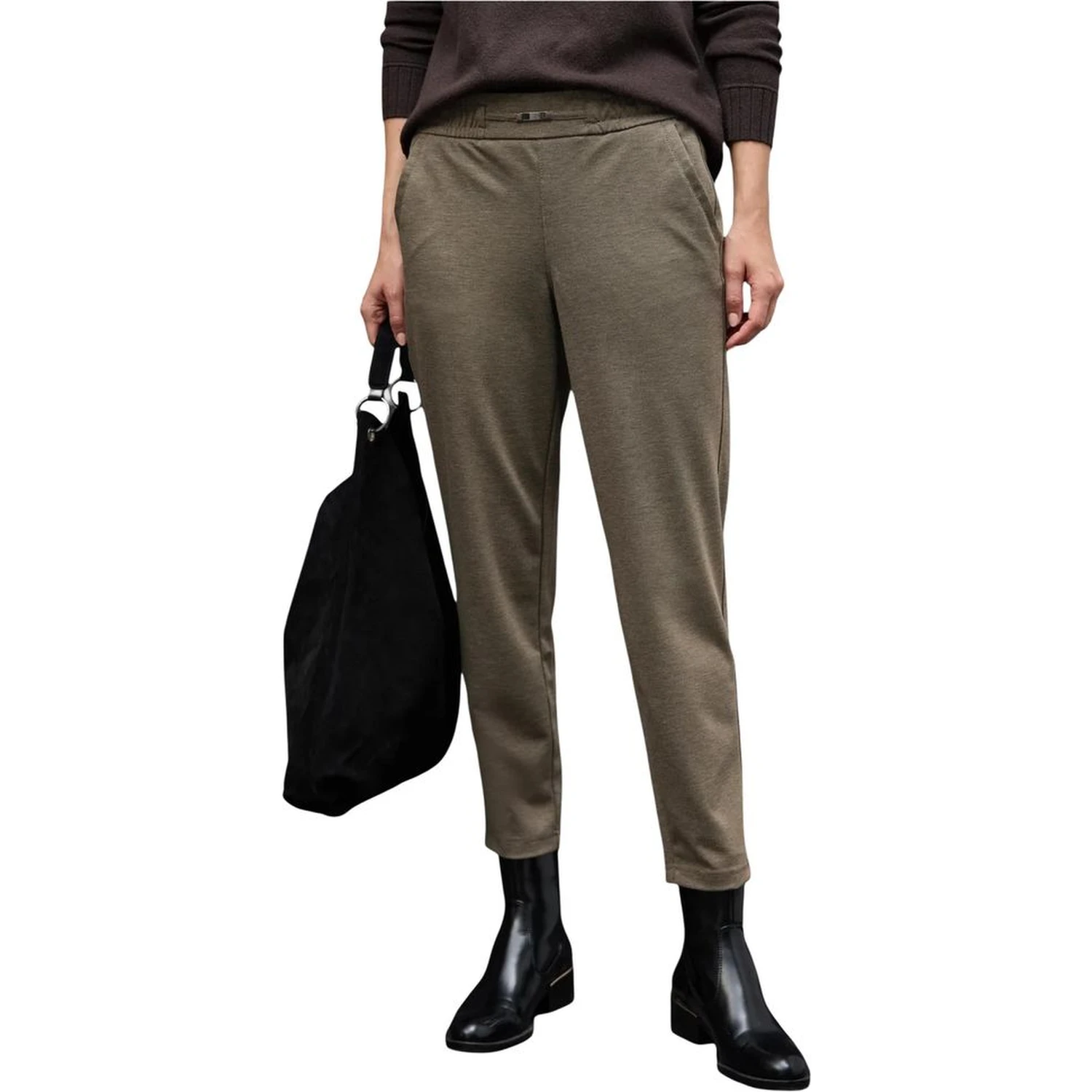 Brown Polyester Casual Pants