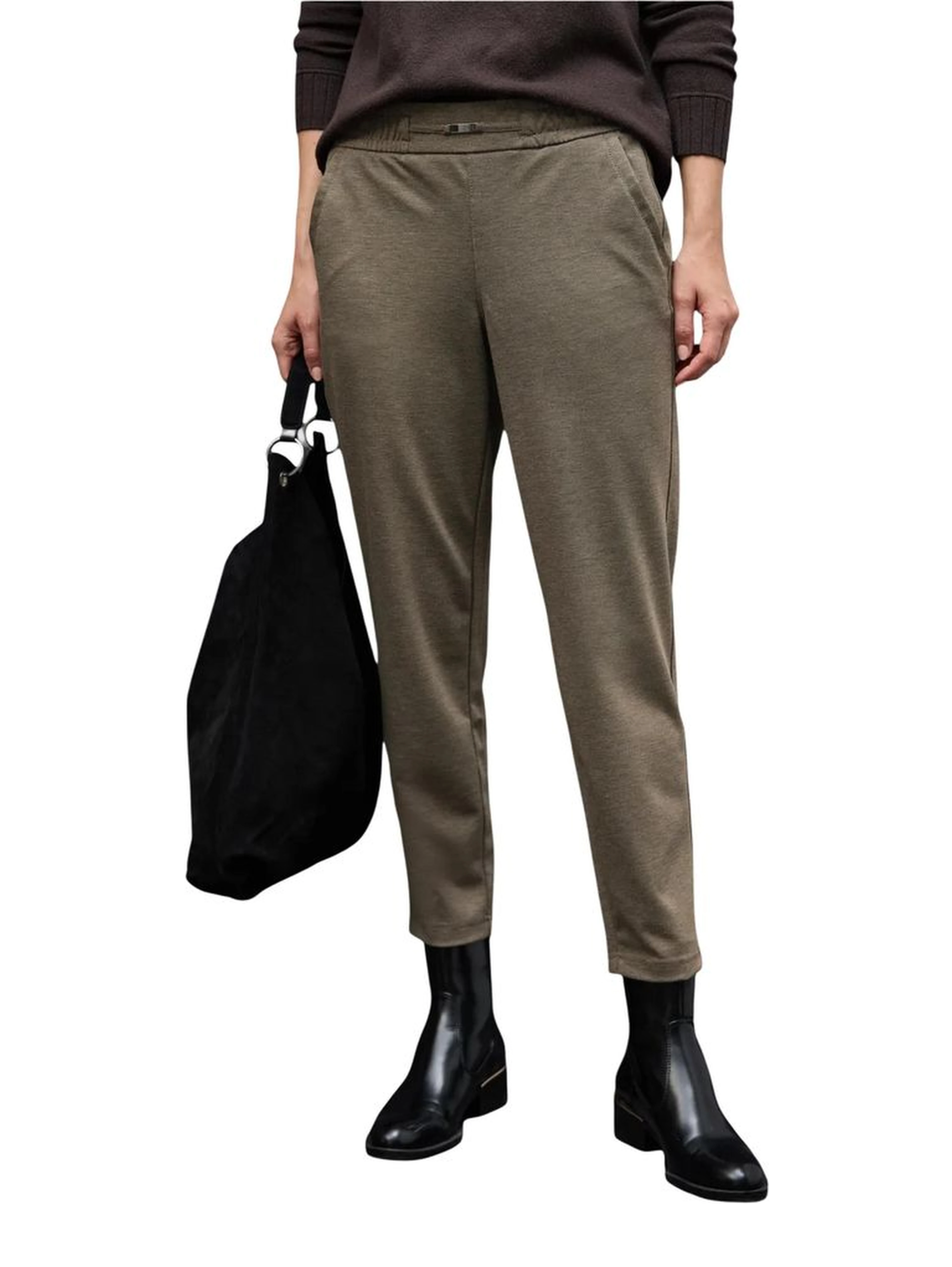 Brown Polyester Casual Pants