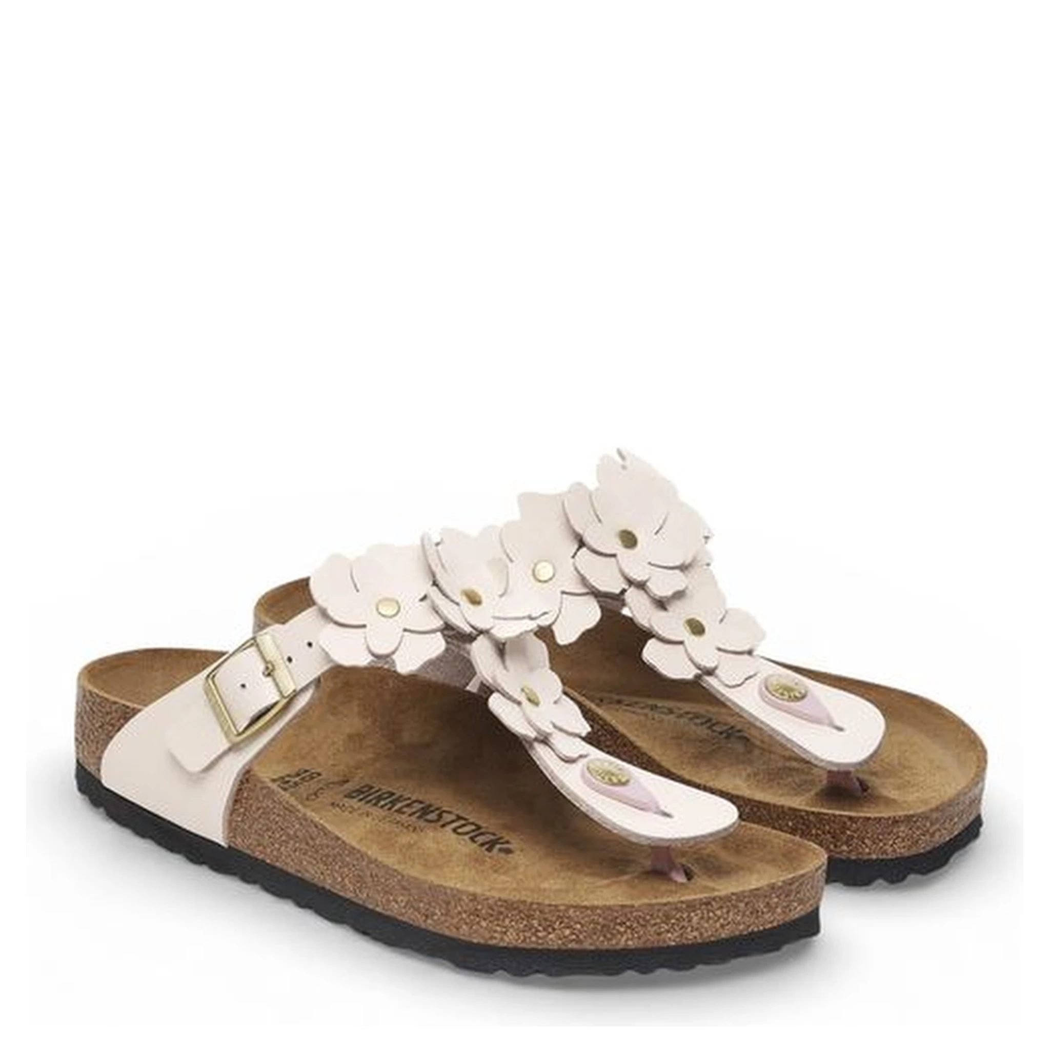 Pink Leather Flat Sandals