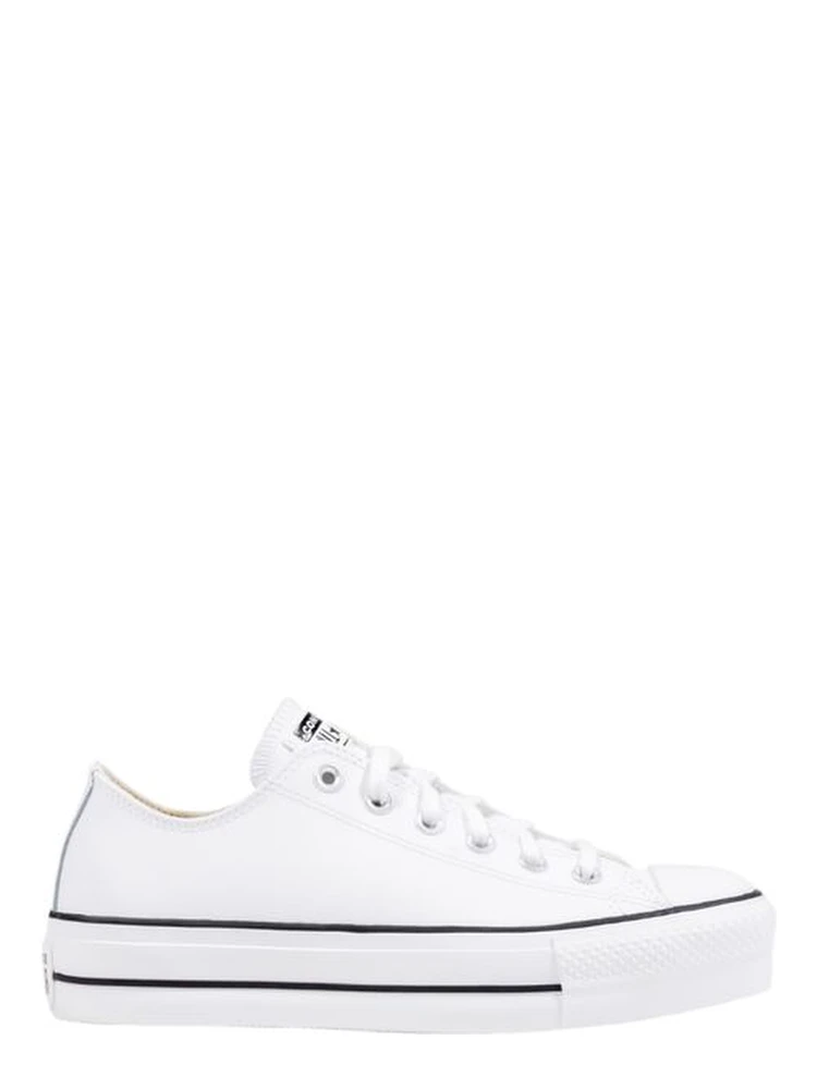 White Leather Platform Sneakers