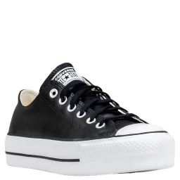 Black Leather Low Top Sneakers