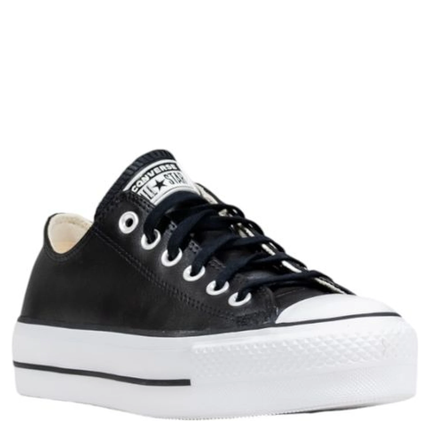 Black Leather Low Top Sneakers