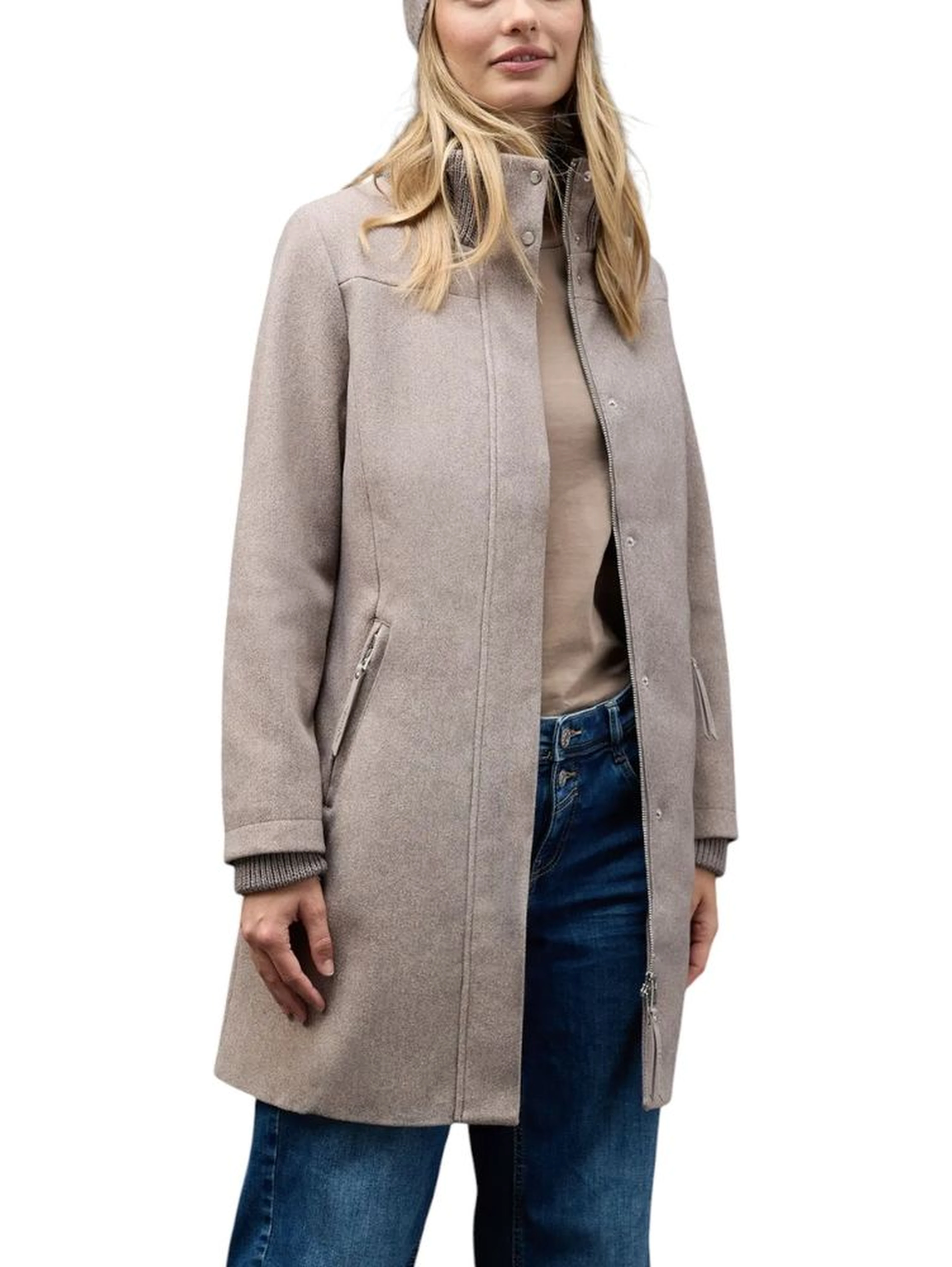 Gray Polyester Coat