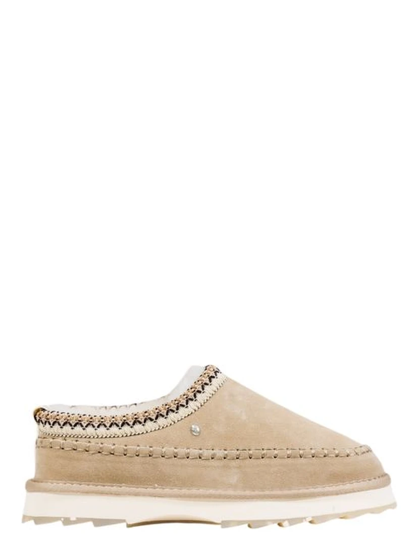 Gray Leather Slippers