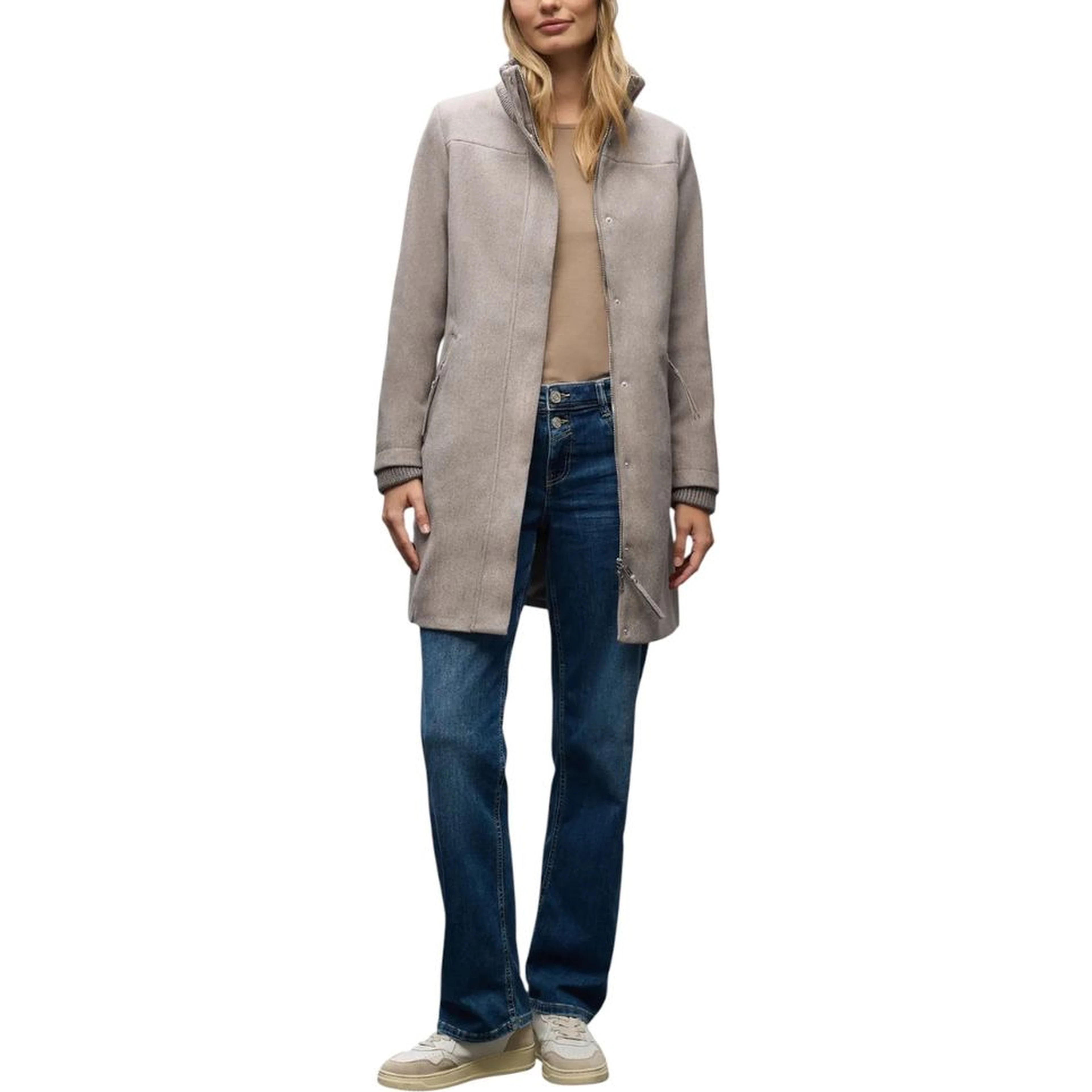 Gray Polyester Coat
