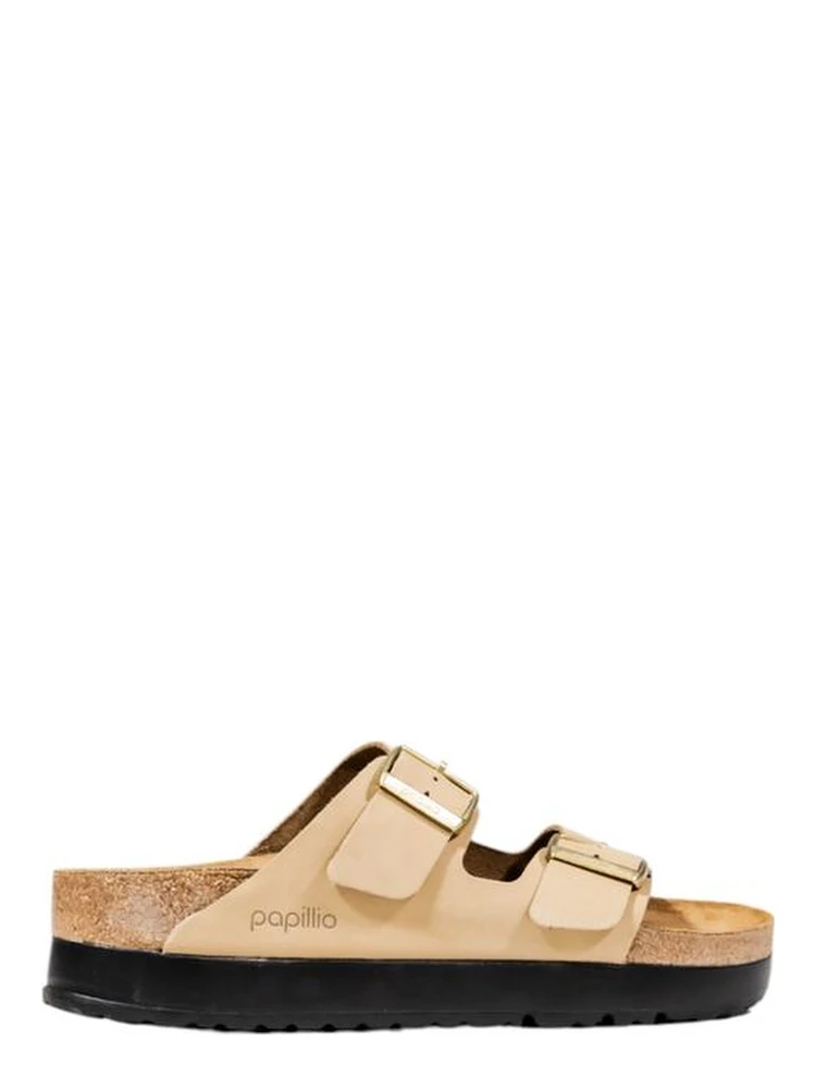 Beige Synthetic Platform Sandals