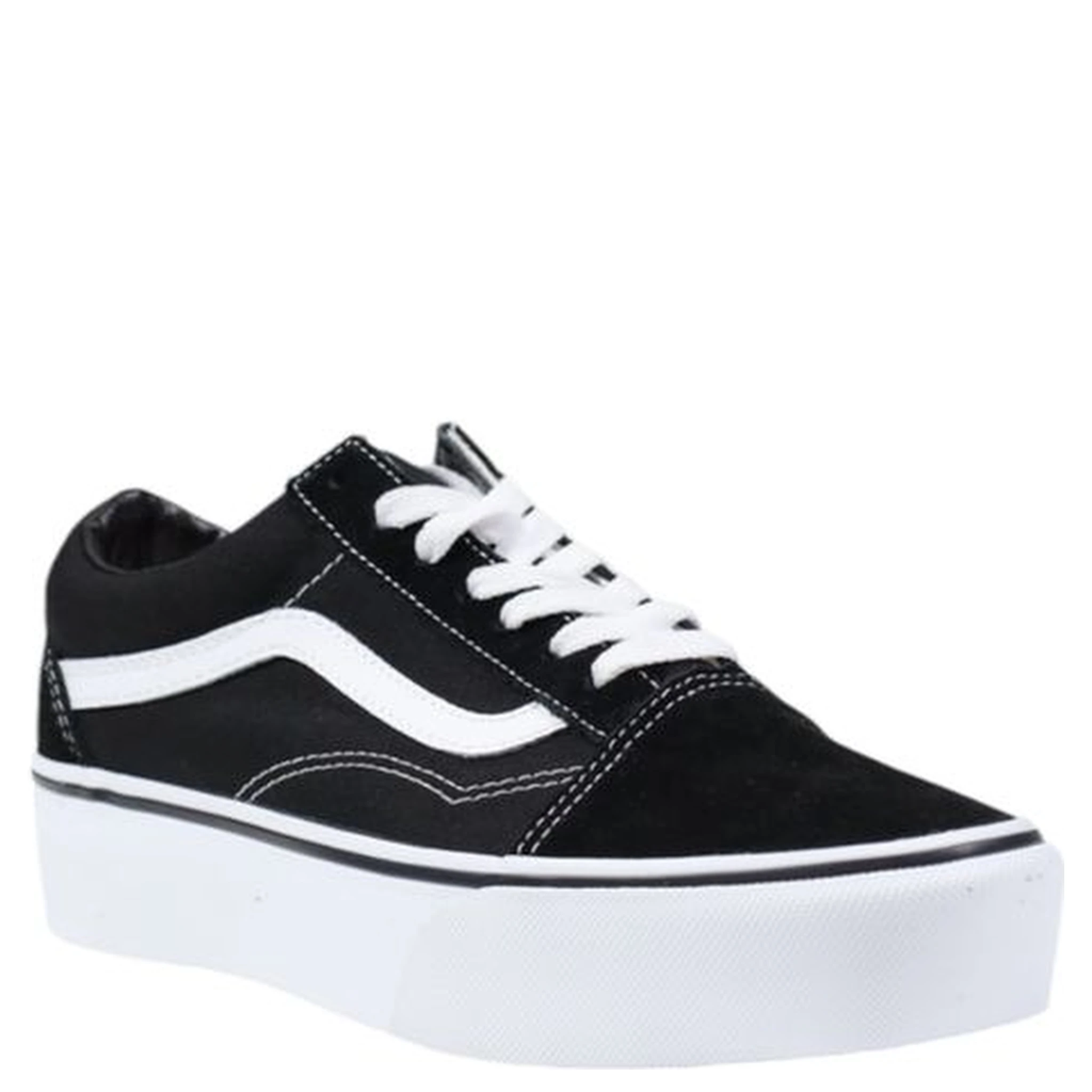 Black And White Fabric Platform Sneakers