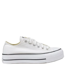 White Fabric Platform Sneakers