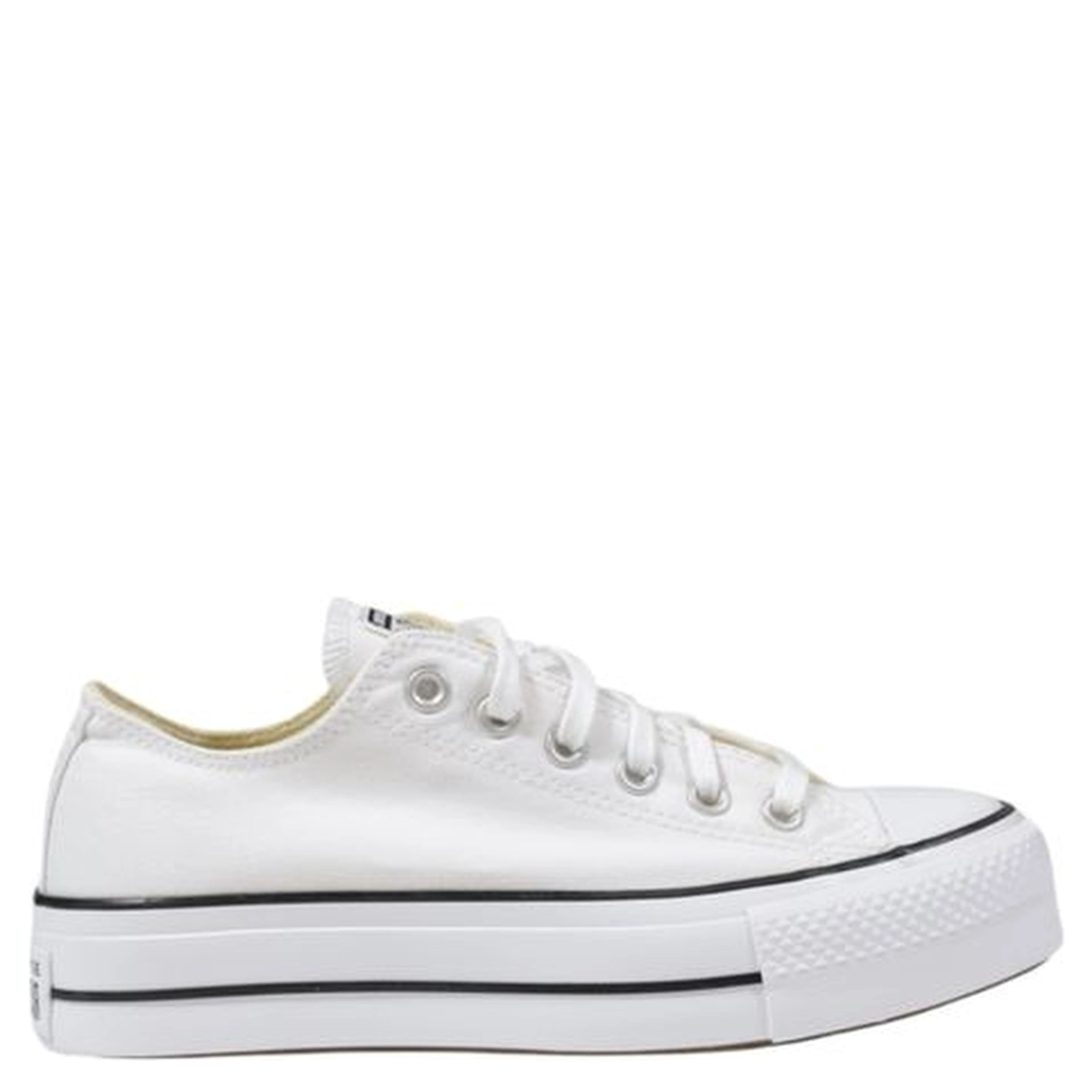 White Fabric Platform Sneakers