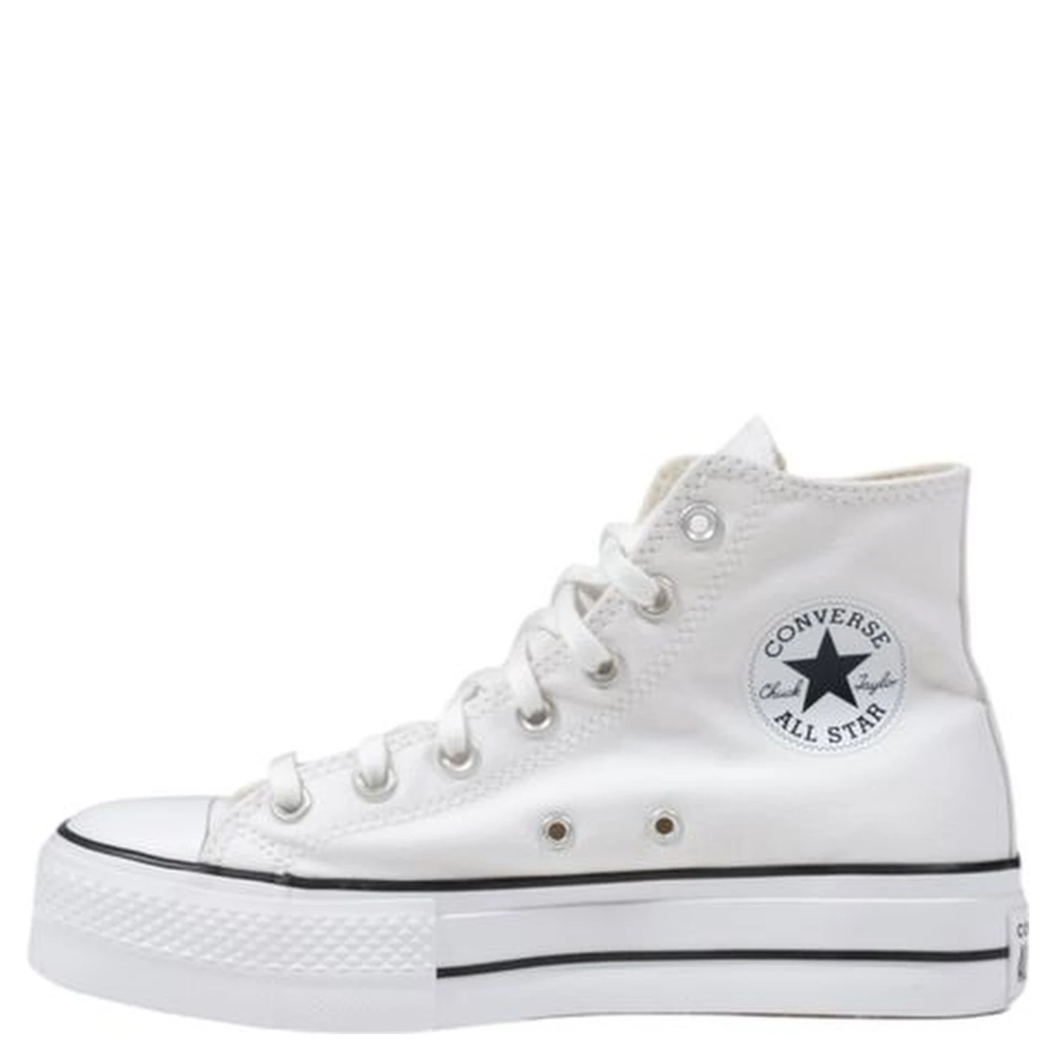 White Polyester Platform Sneakers