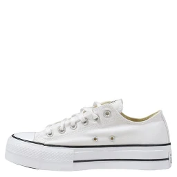 White Fabric Platform Sneakers