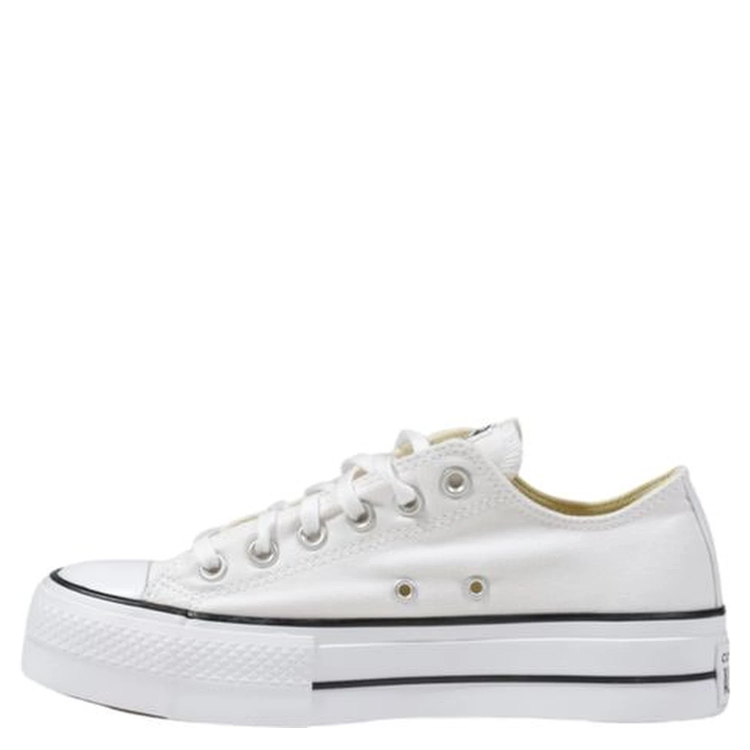 White Fabric Platform Sneakers