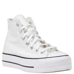 White Polyester Platform Sneakers