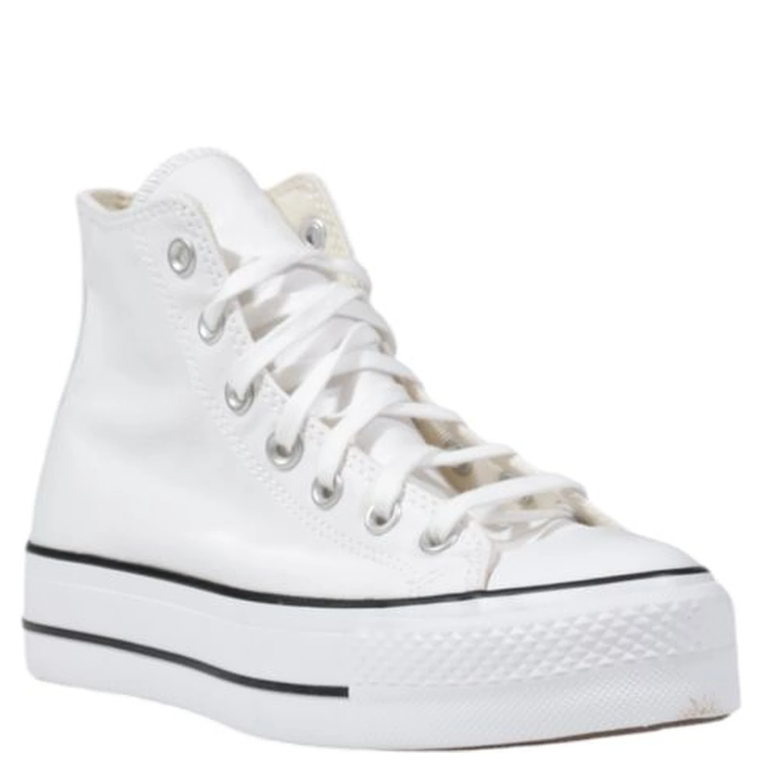 White Polyester Platform Sneakers
