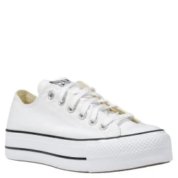 White Fabric Platform Sneakers