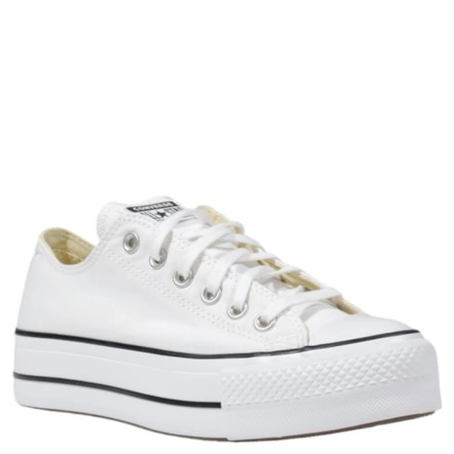 White Fabric Platform Sneakers