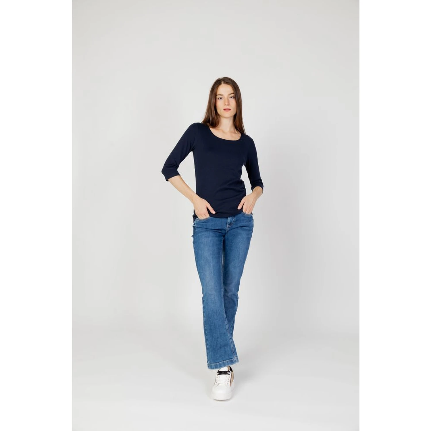 Blue Cotton Long Sleeve T-Shirt