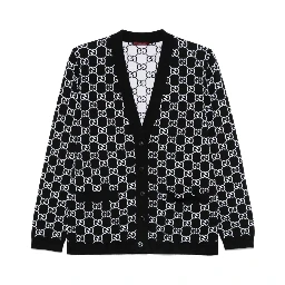 Reversible GG wool jacquard cardigan