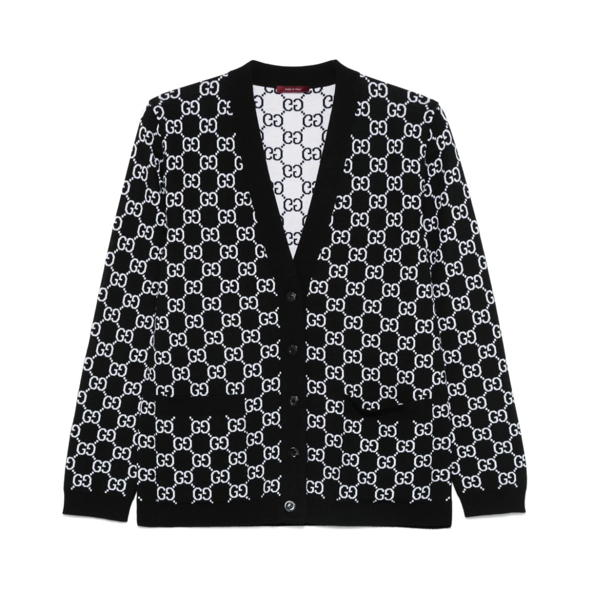 Reversible GG wool jacquard cardigan