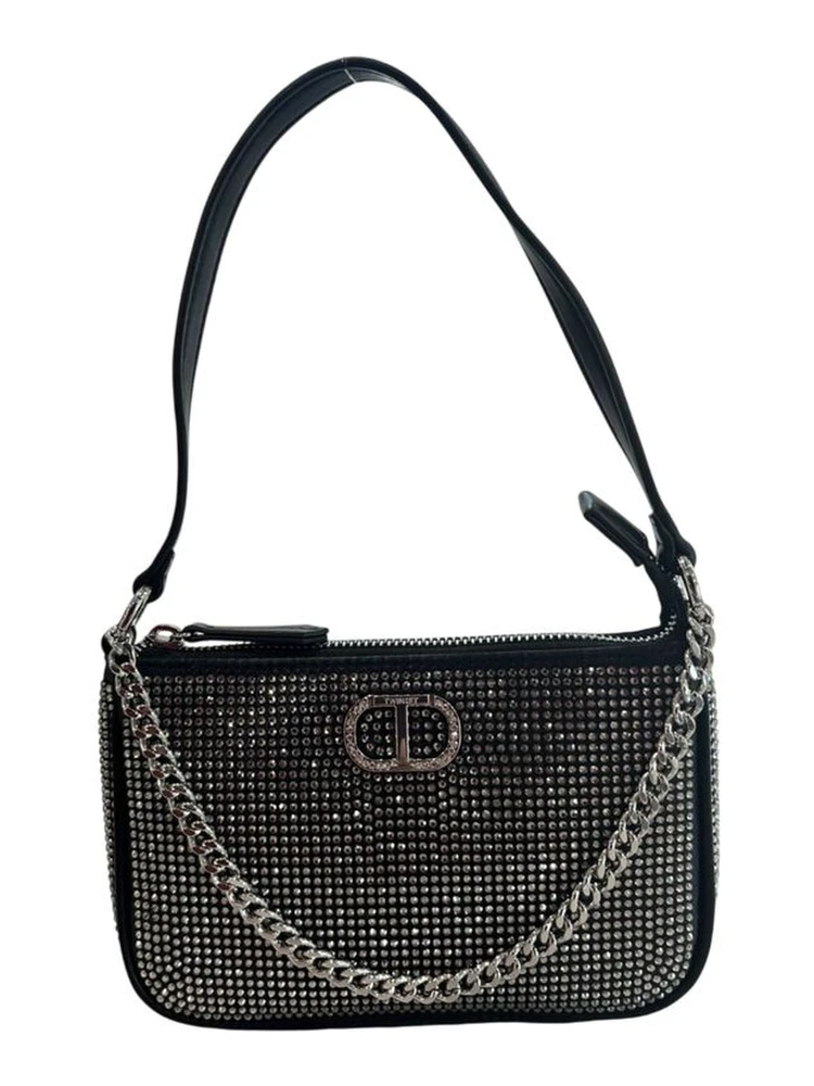 Black Polyurethane Women Shoulder Bag