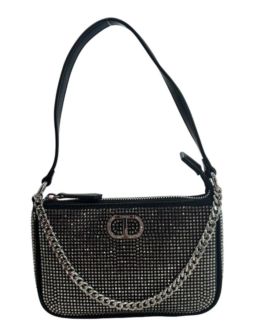 Black Polyurethane Women Shoulder Bag