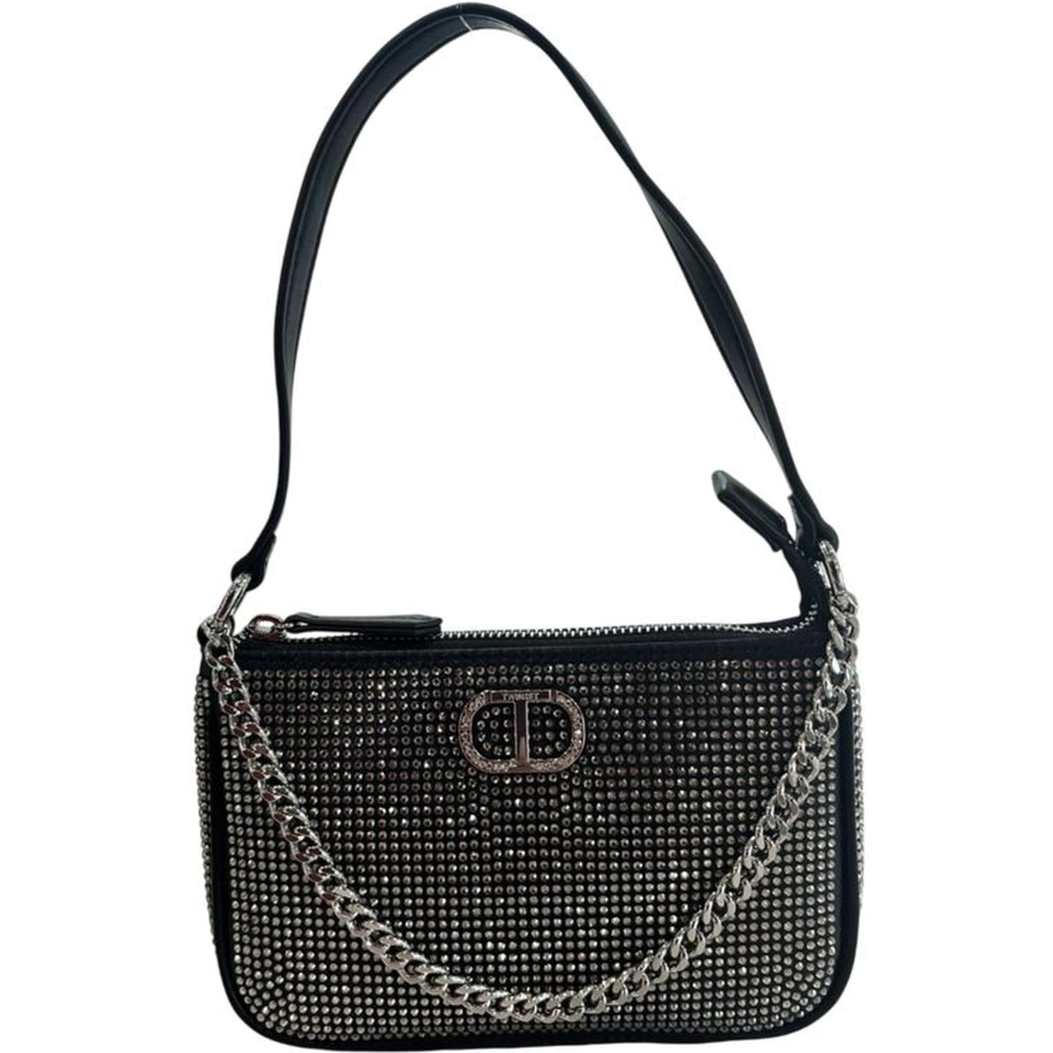 Black Polyurethane Women Shoulder Bag