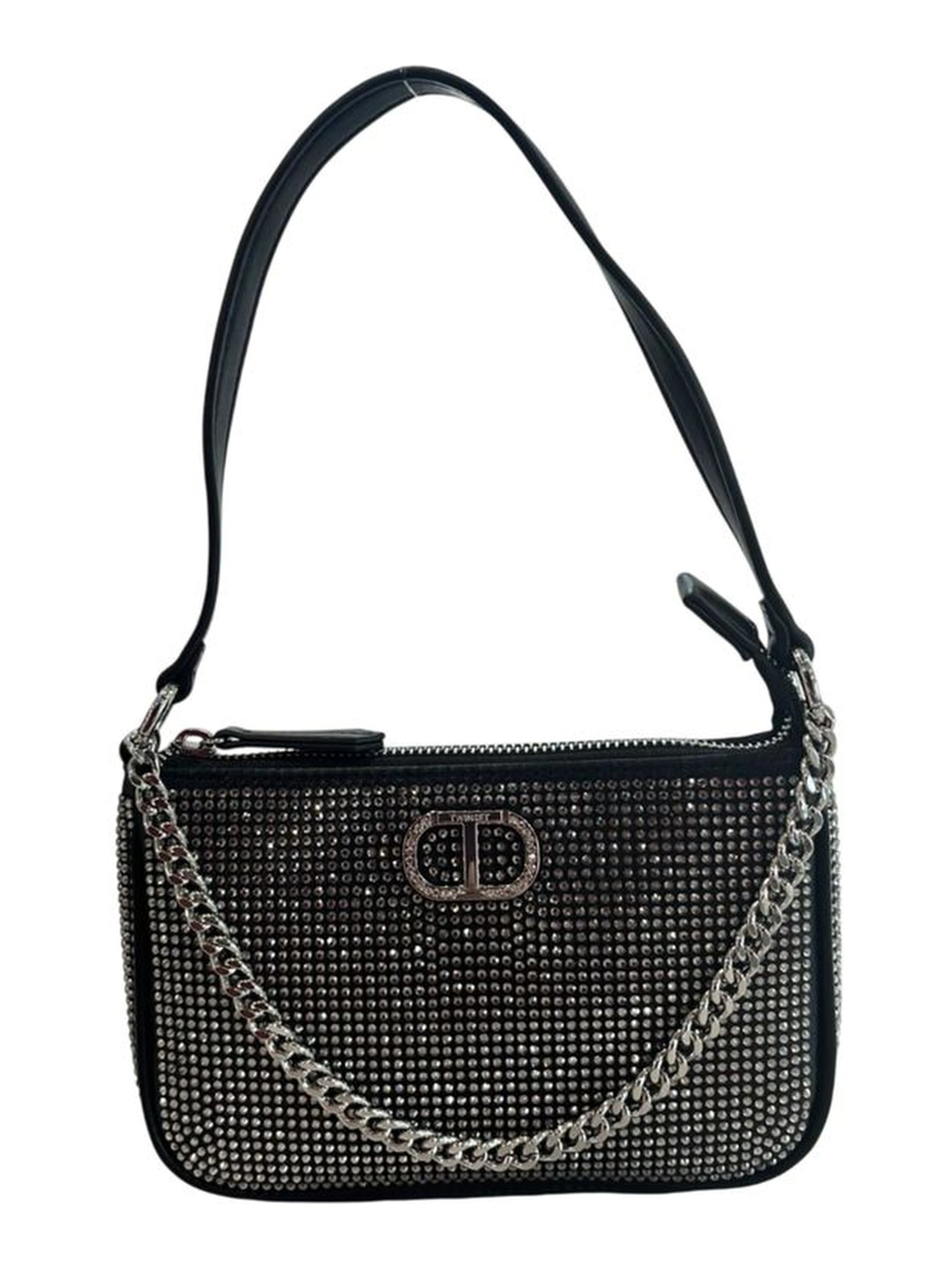 Black Polyurethane Women Shoulder Bag