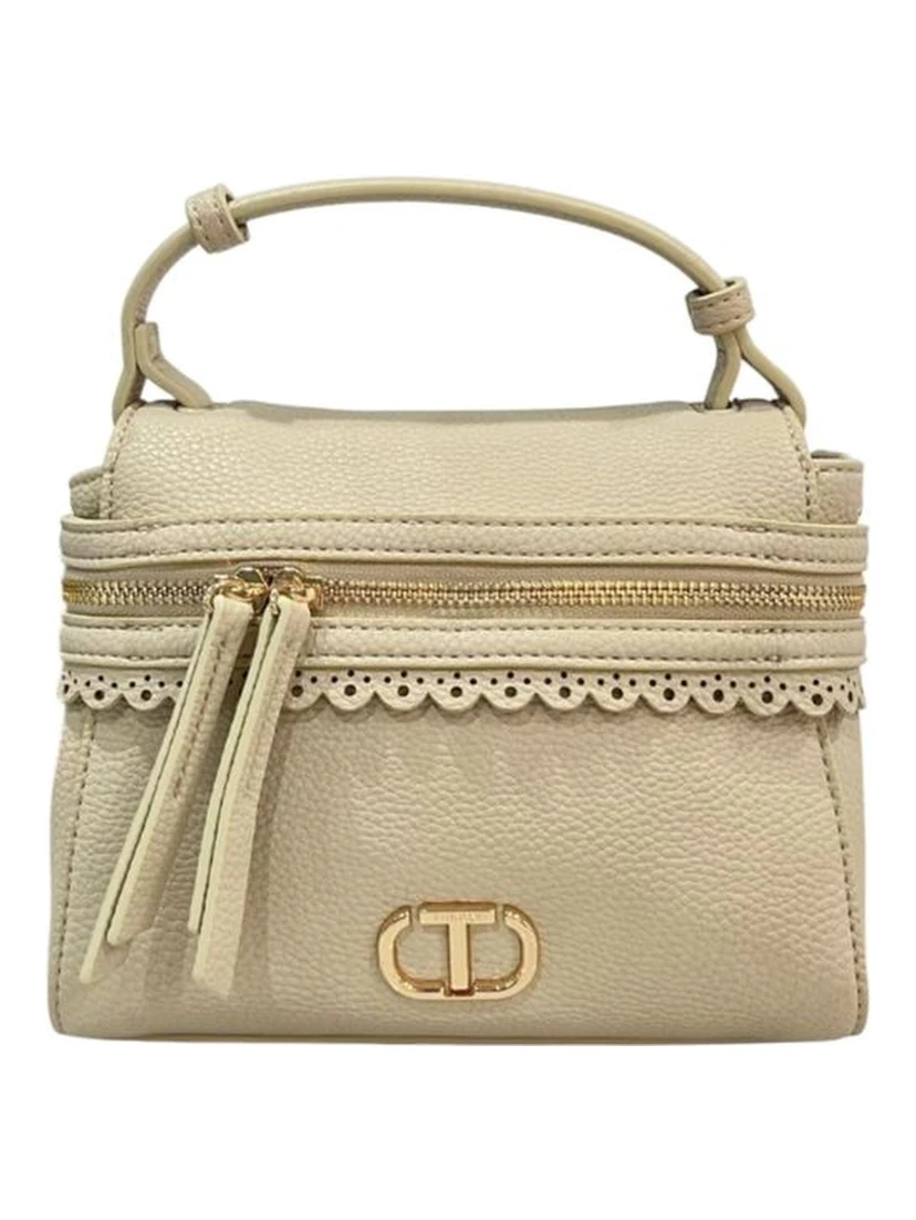 Beige Polyethylene Shoulder Bag