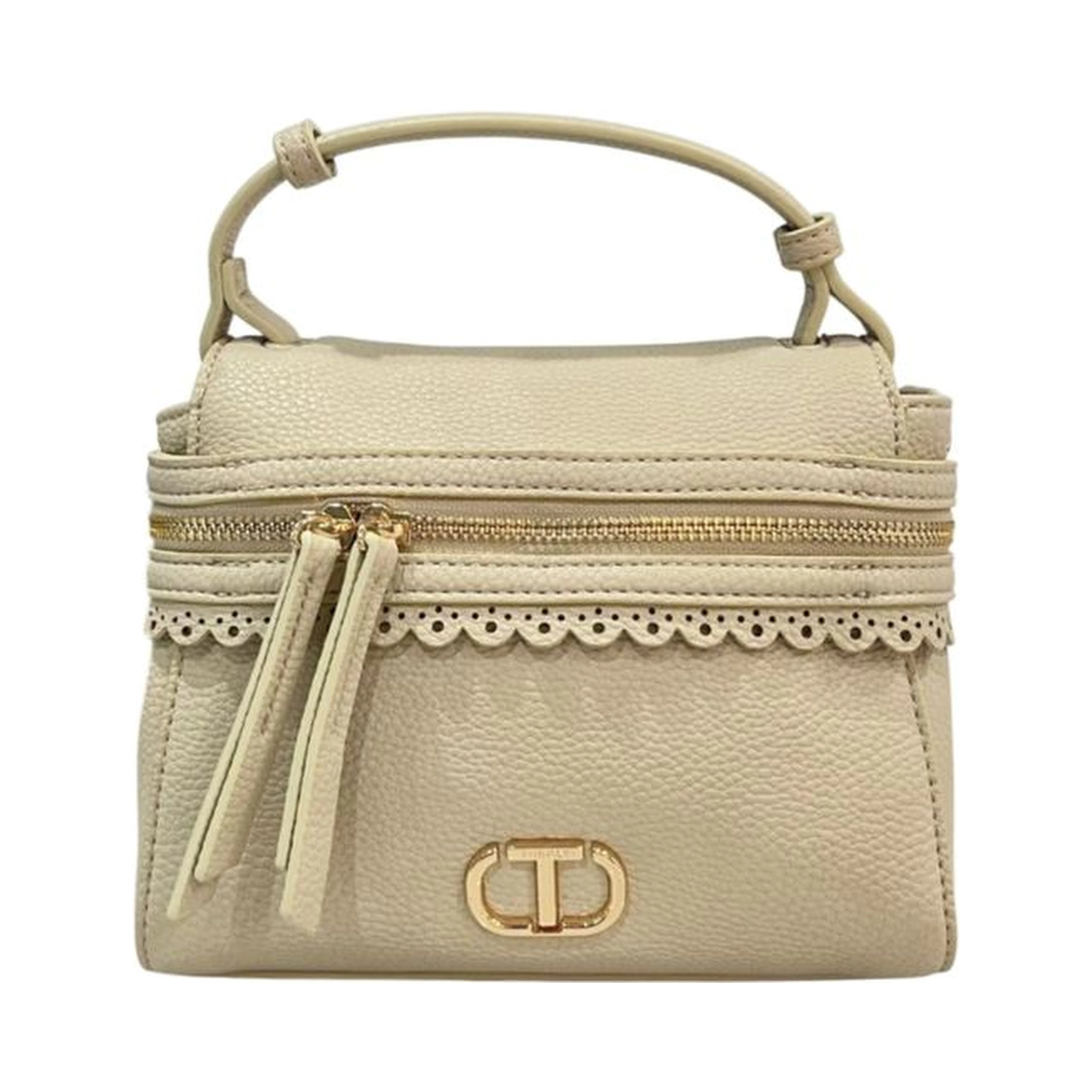Beige Polyethylene Shoulder Bag