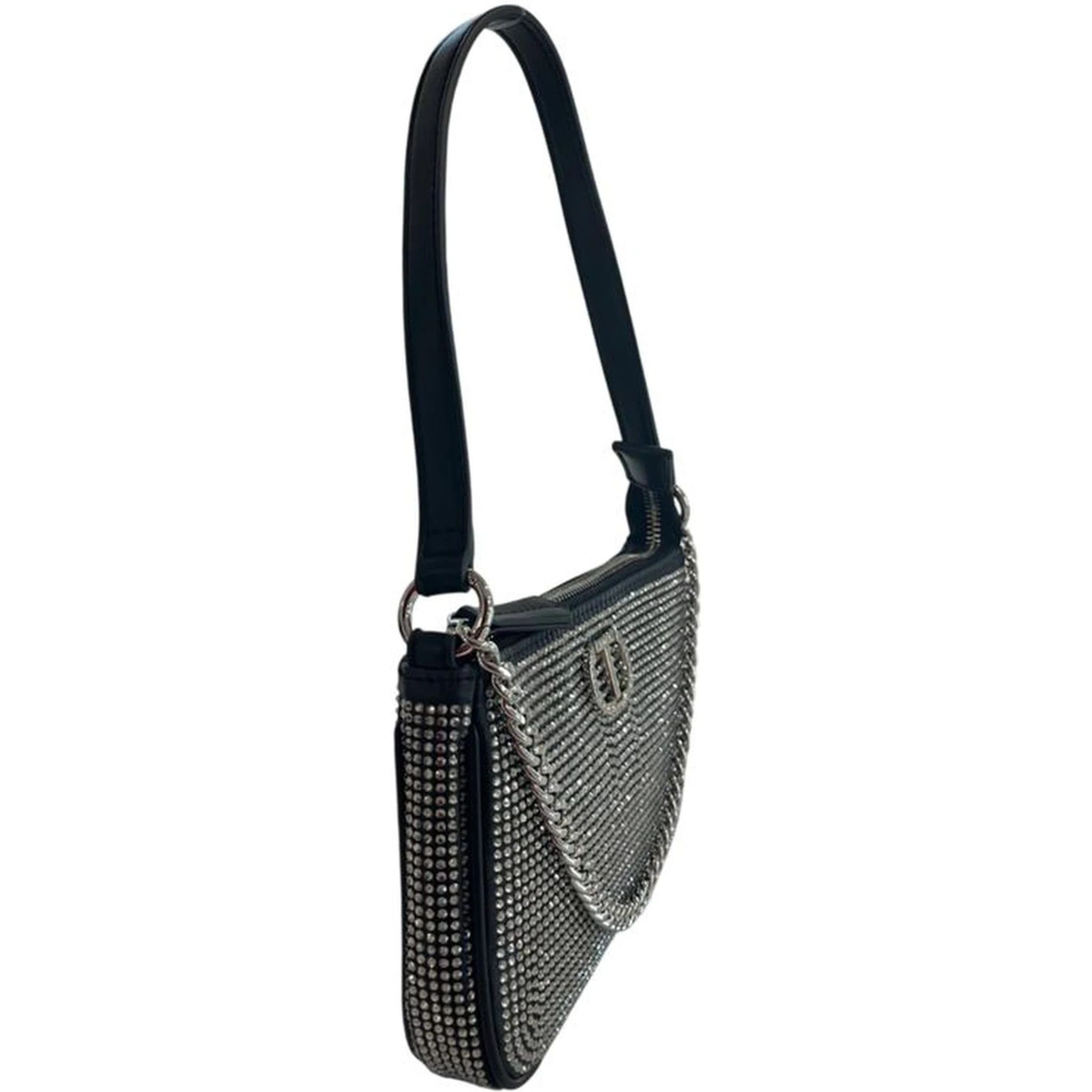 Black Polyurethane Women Shoulder Bag