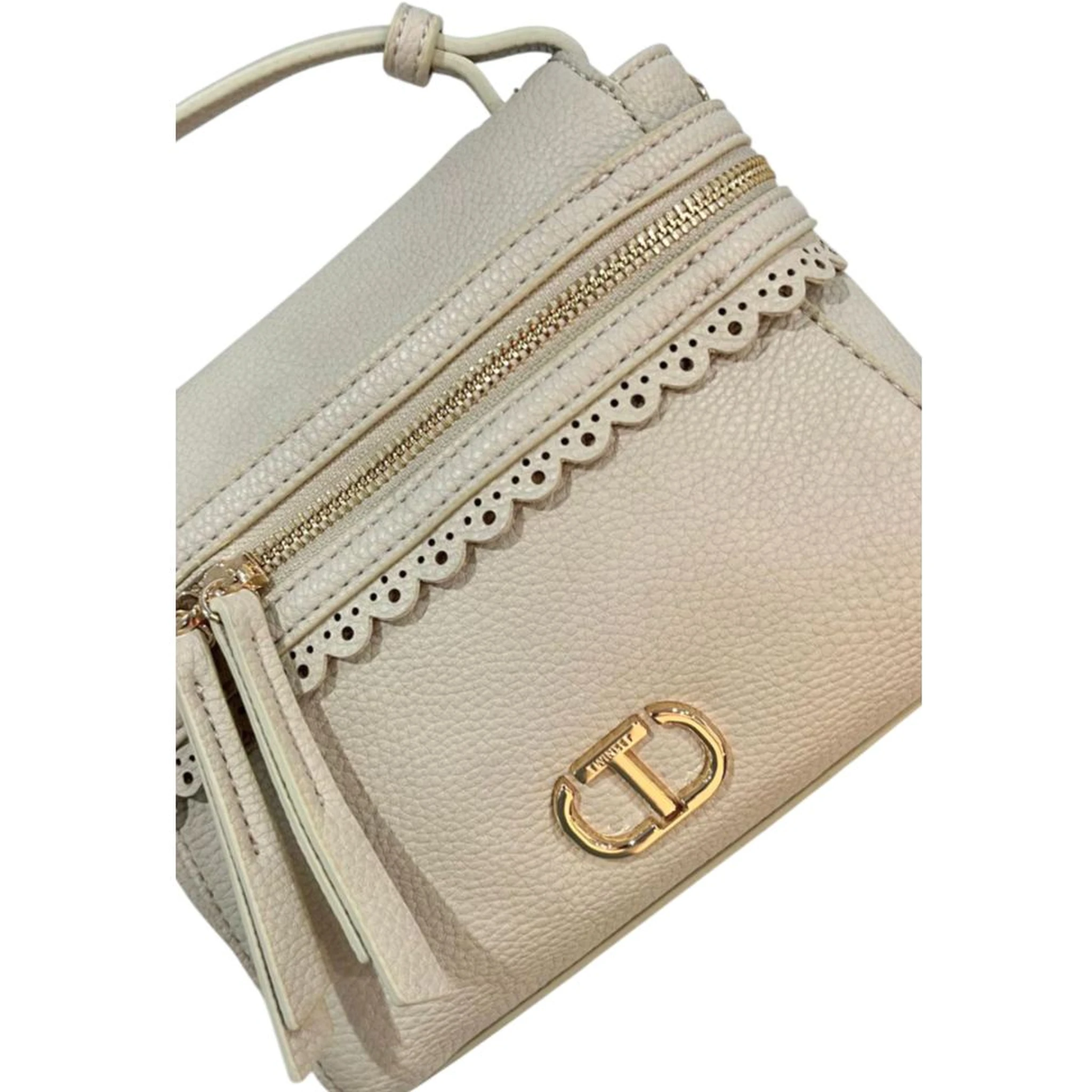 Beige Polyethylene Shoulder Bag