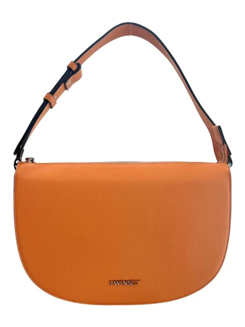 Orange Polyurethane Women Shoulder Bag