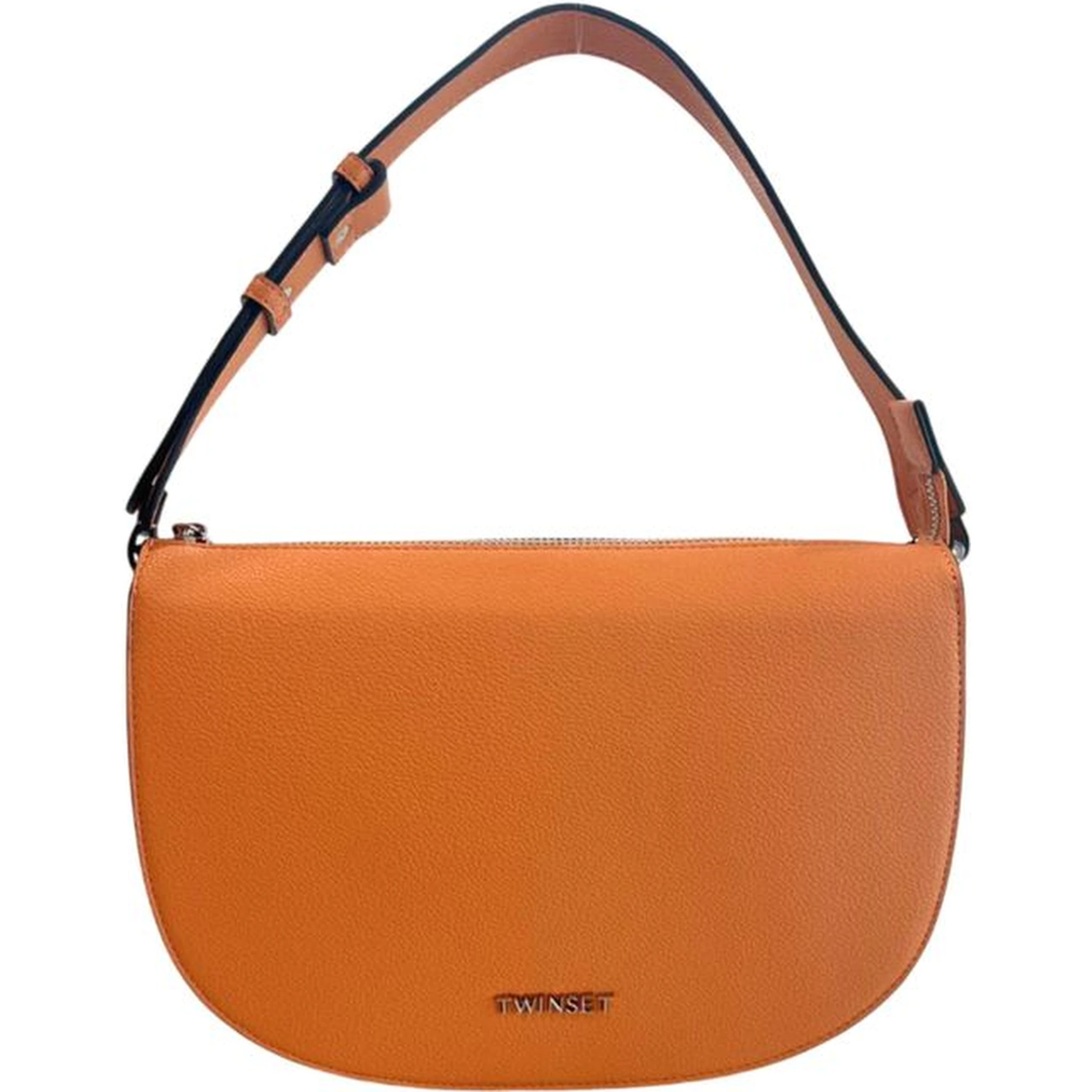 Orange Polyurethane Women Shoulder Bag