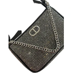 Black Polyurethane Women Shoulder Bag