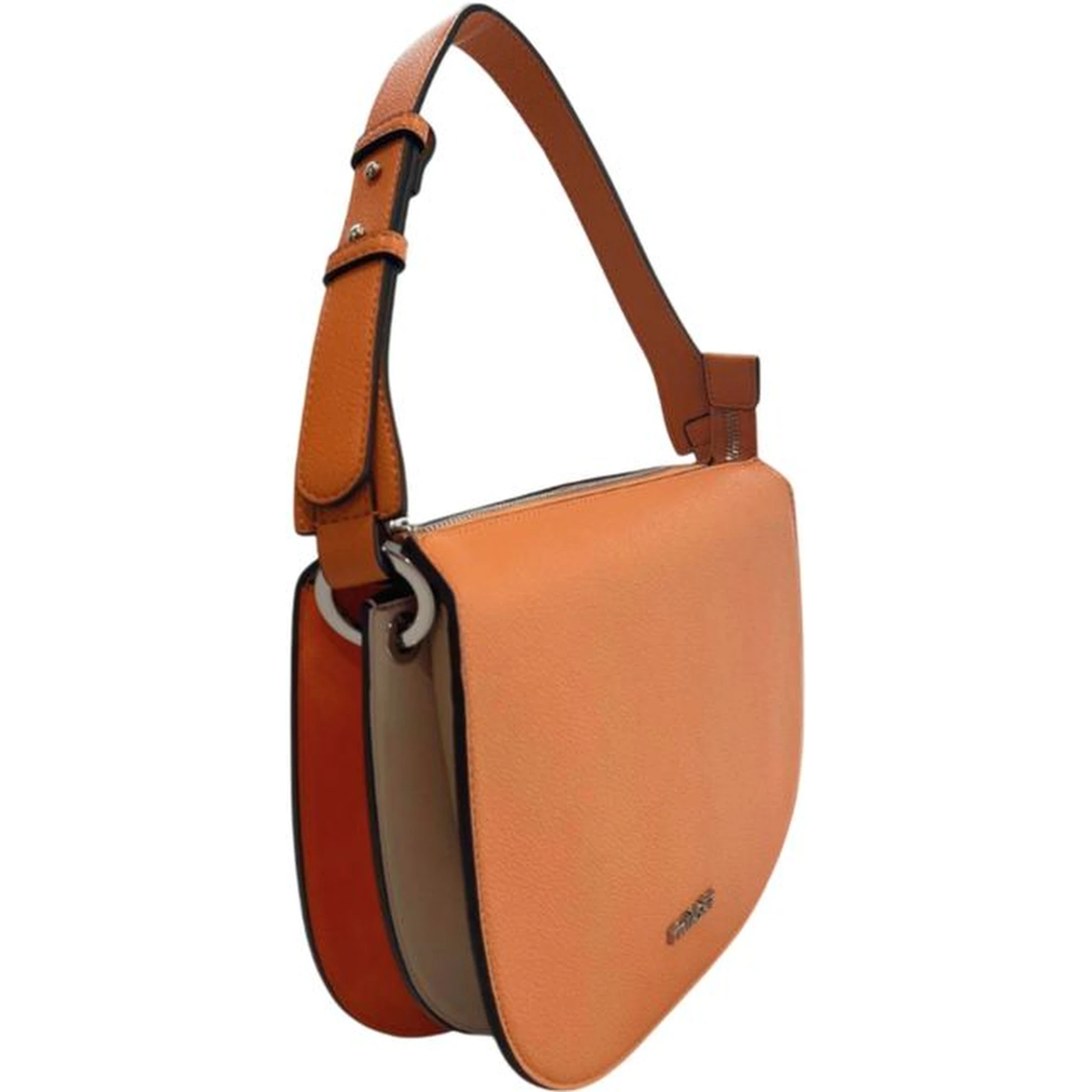 Orange Polyurethane Women Shoulder Bag