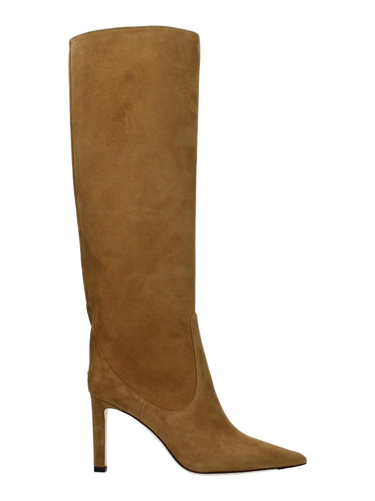 حذاء بكعب عالٍ من الجلد البني