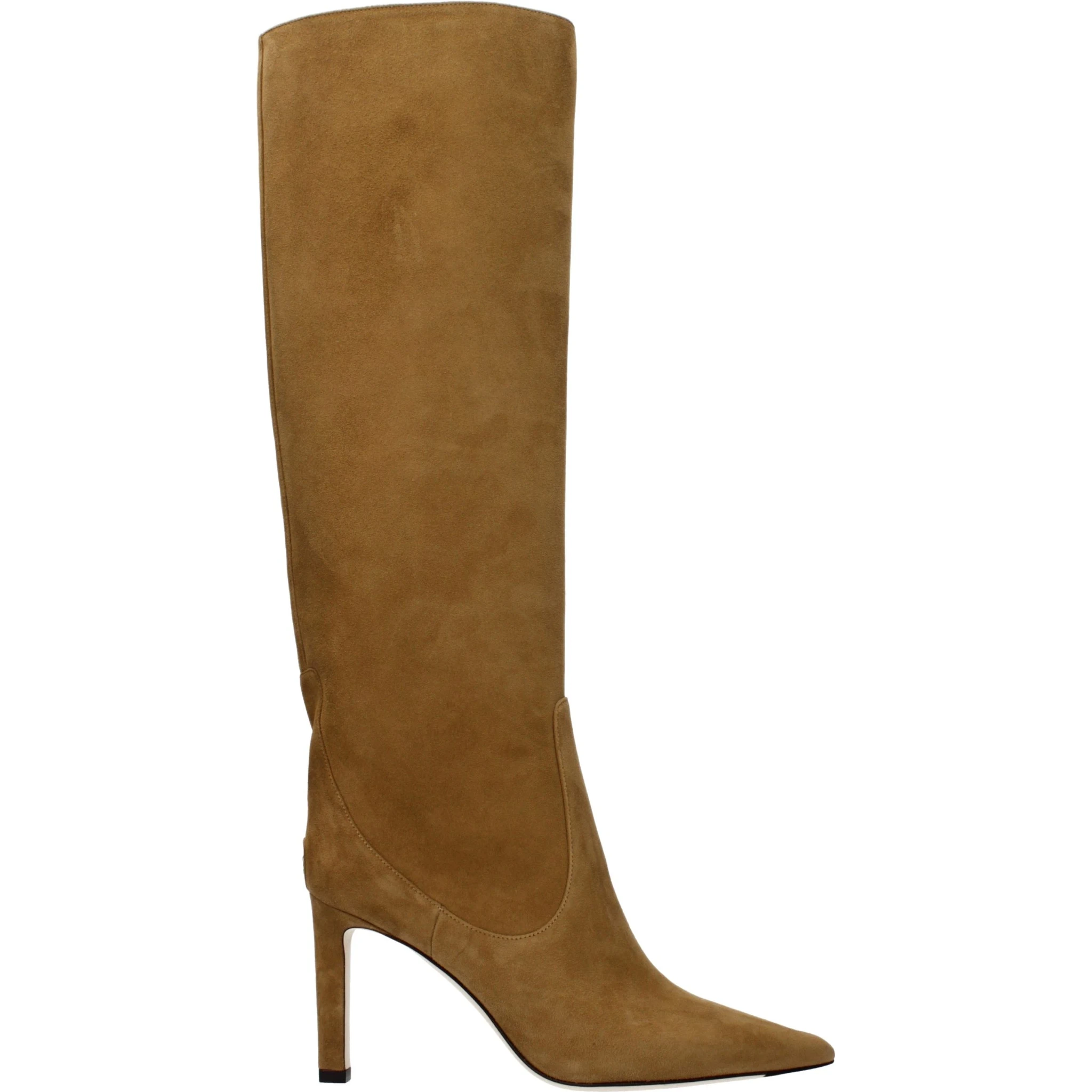 حذاء بكعب عالٍ من الجلد البني