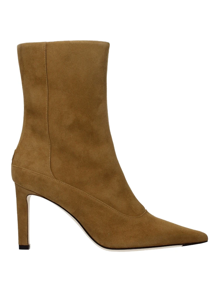 حذاء كاحل من الجلد البني