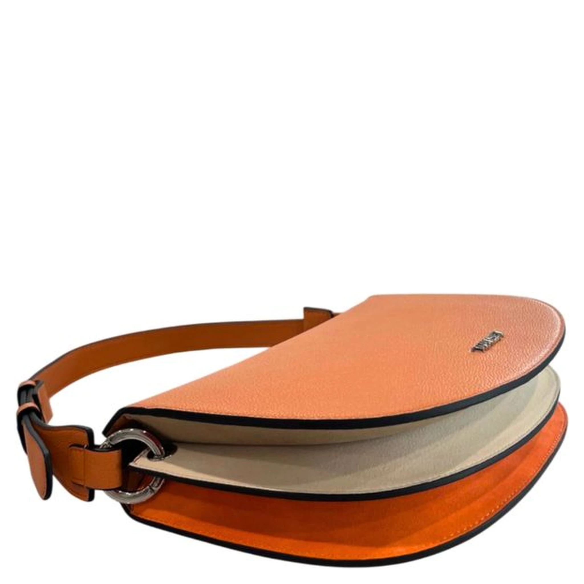Orange Polyurethane Women Shoulder Bag