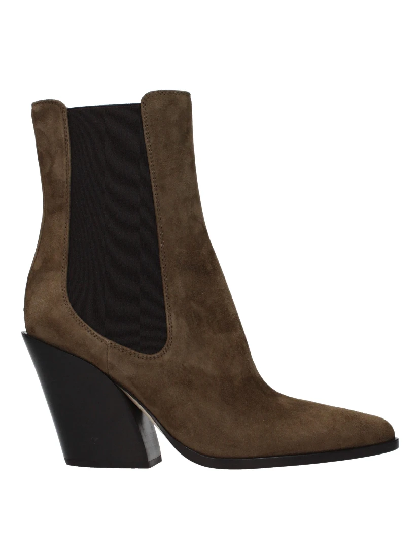 حذاء كاحل من الجلد البني