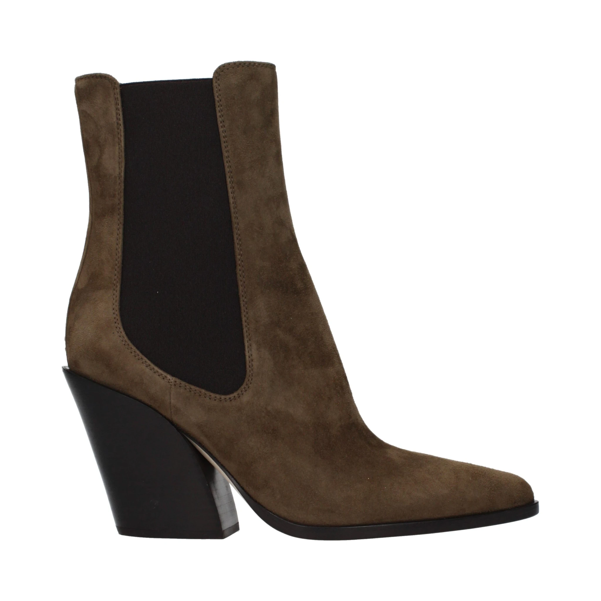 حذاء كاحل من الجلد البني