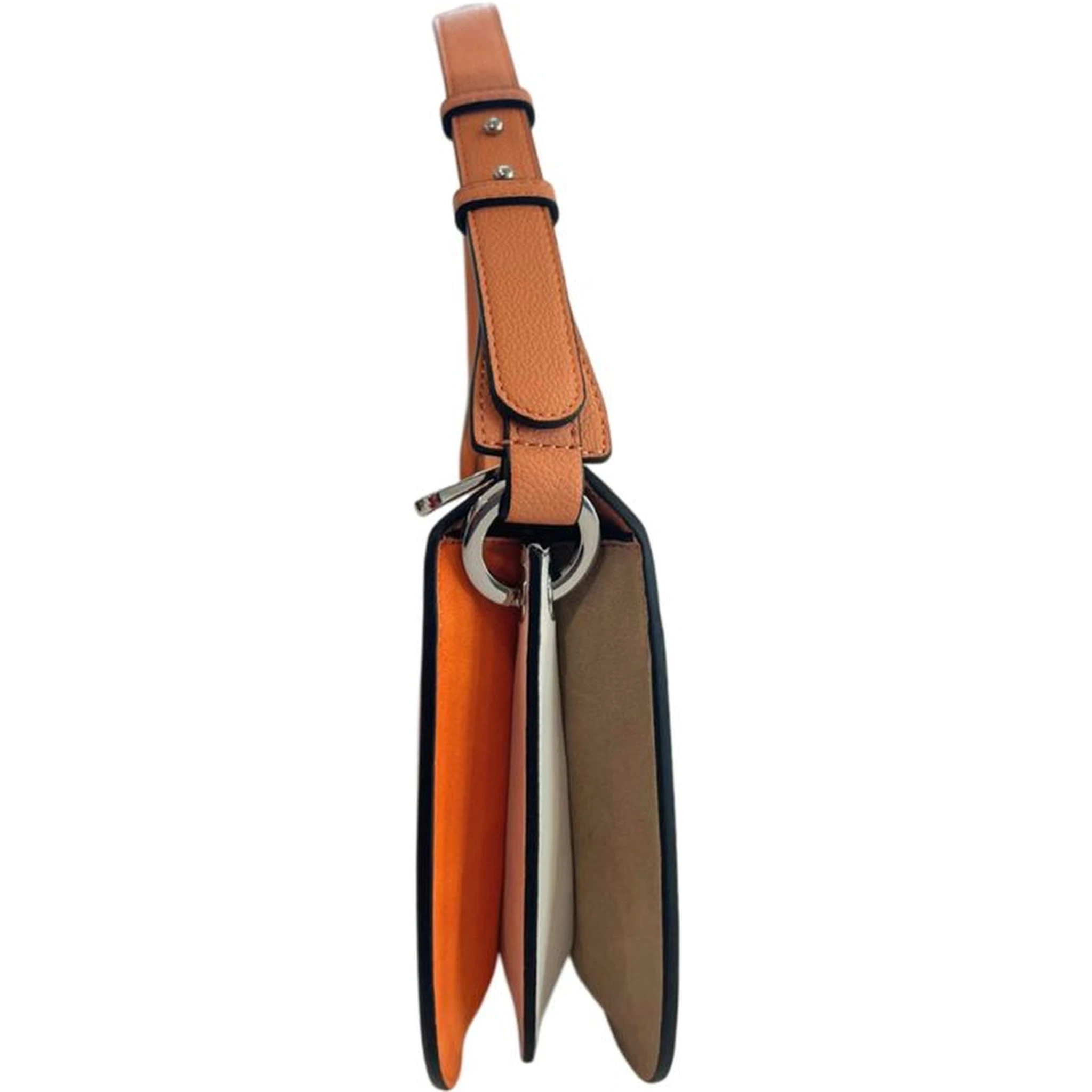 Orange Polyurethane Women Shoulder Bag