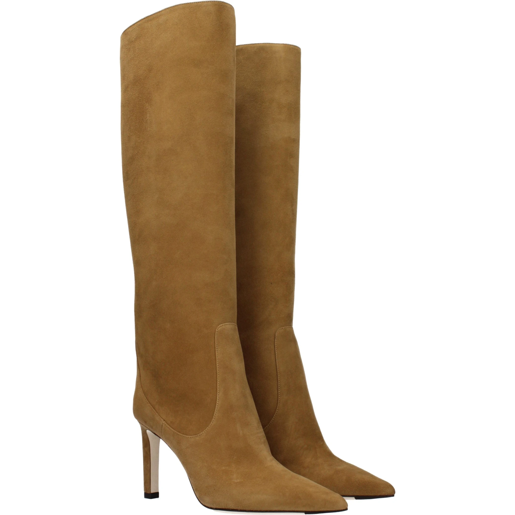 حذاء بكعب عالٍ من الجلد البني