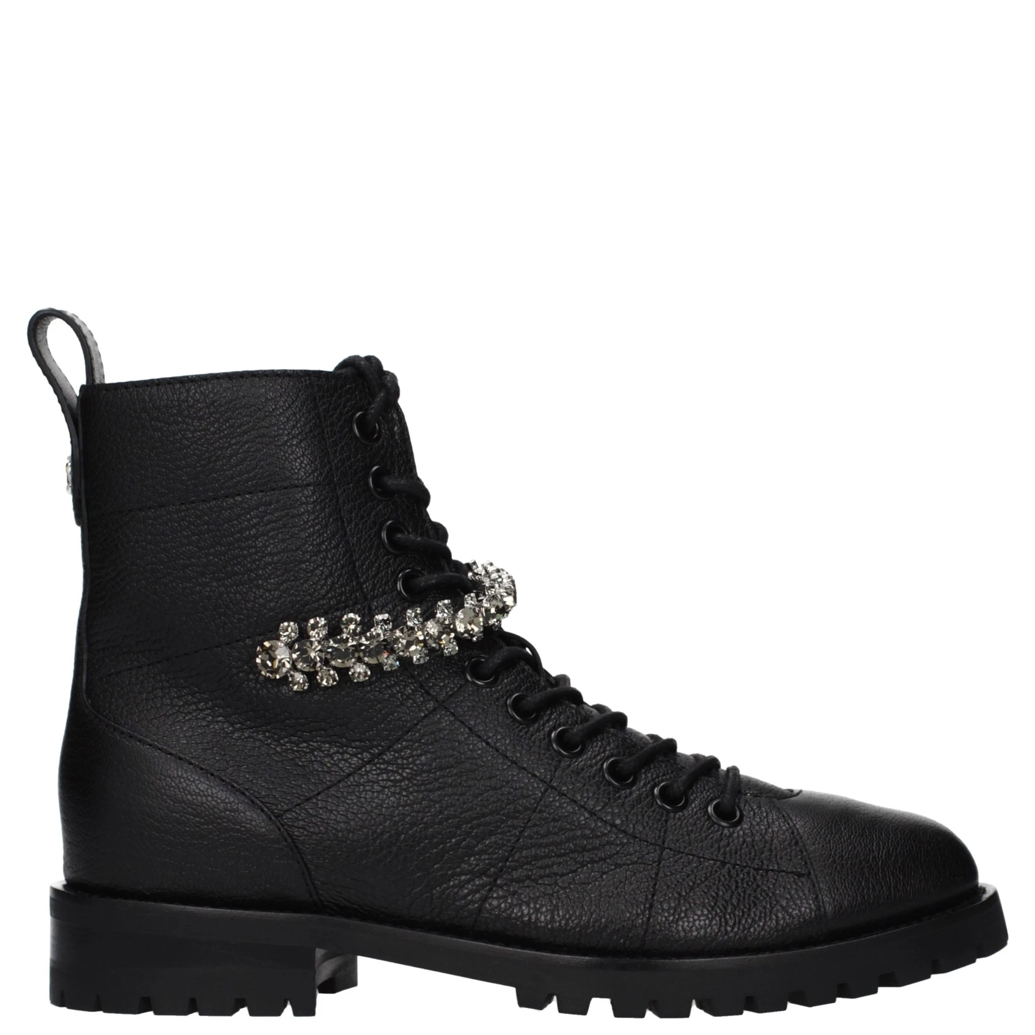 حذاء كاحل من الجلد الأسود