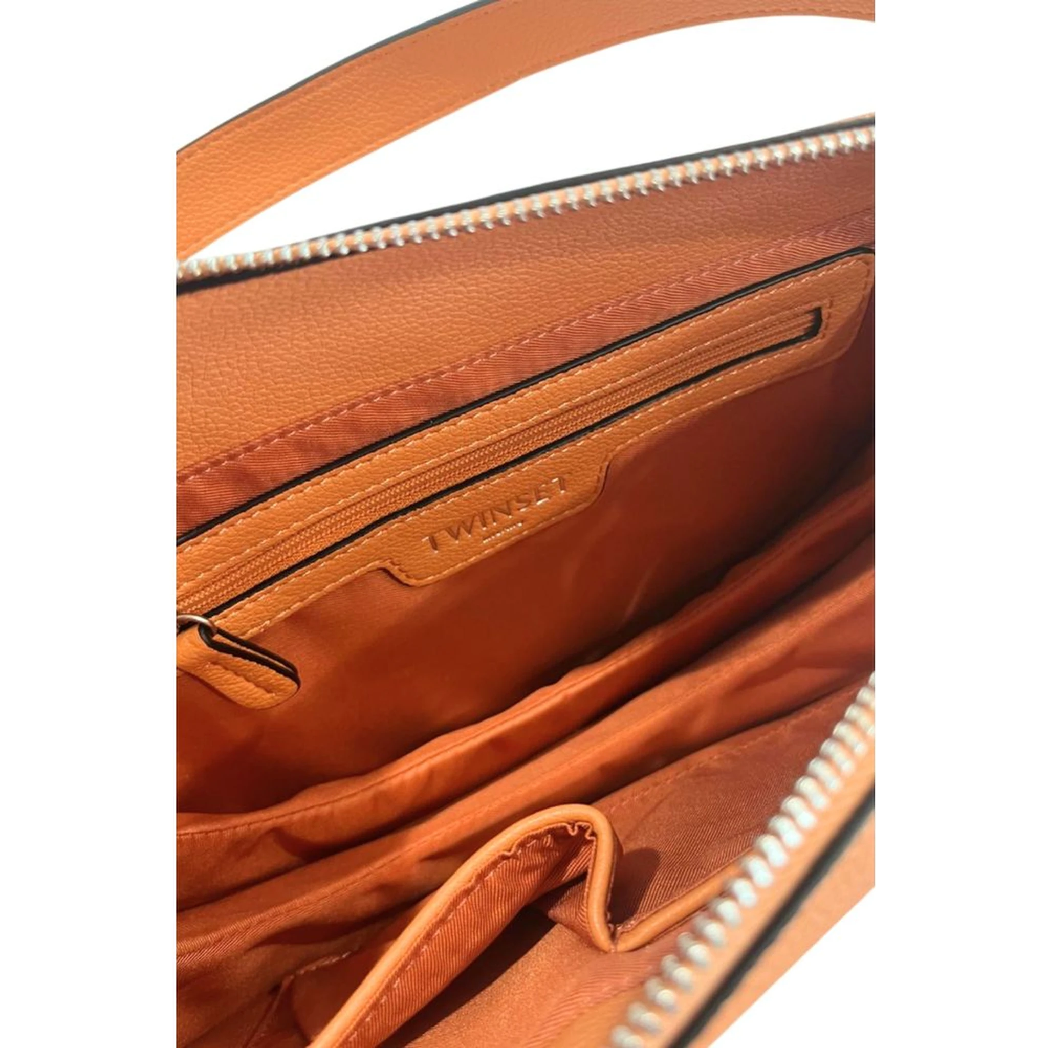 Orange Polyurethane Women Shoulder Bag