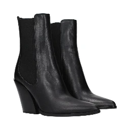 حذاء كاحل من الجلد الأسود