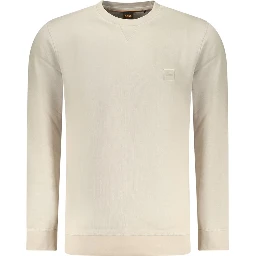 Beige Cotton Men Sweatshirt