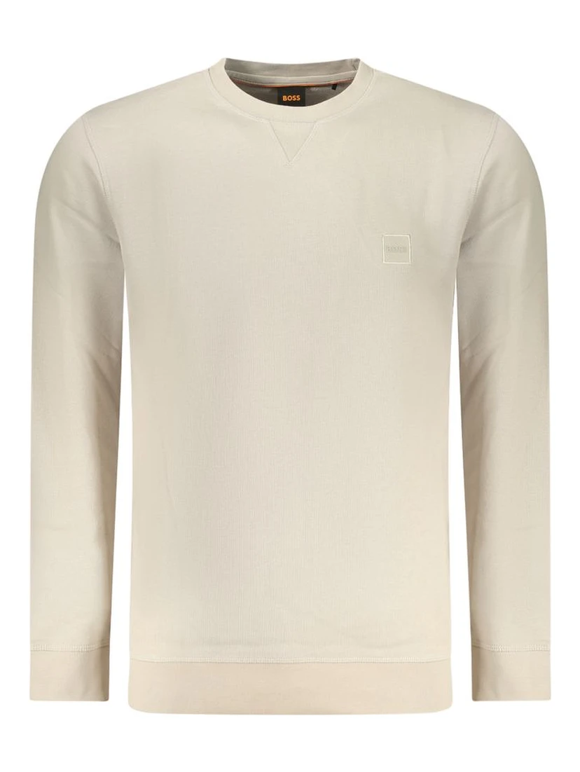 Beige Cotton Men Sweatshirt