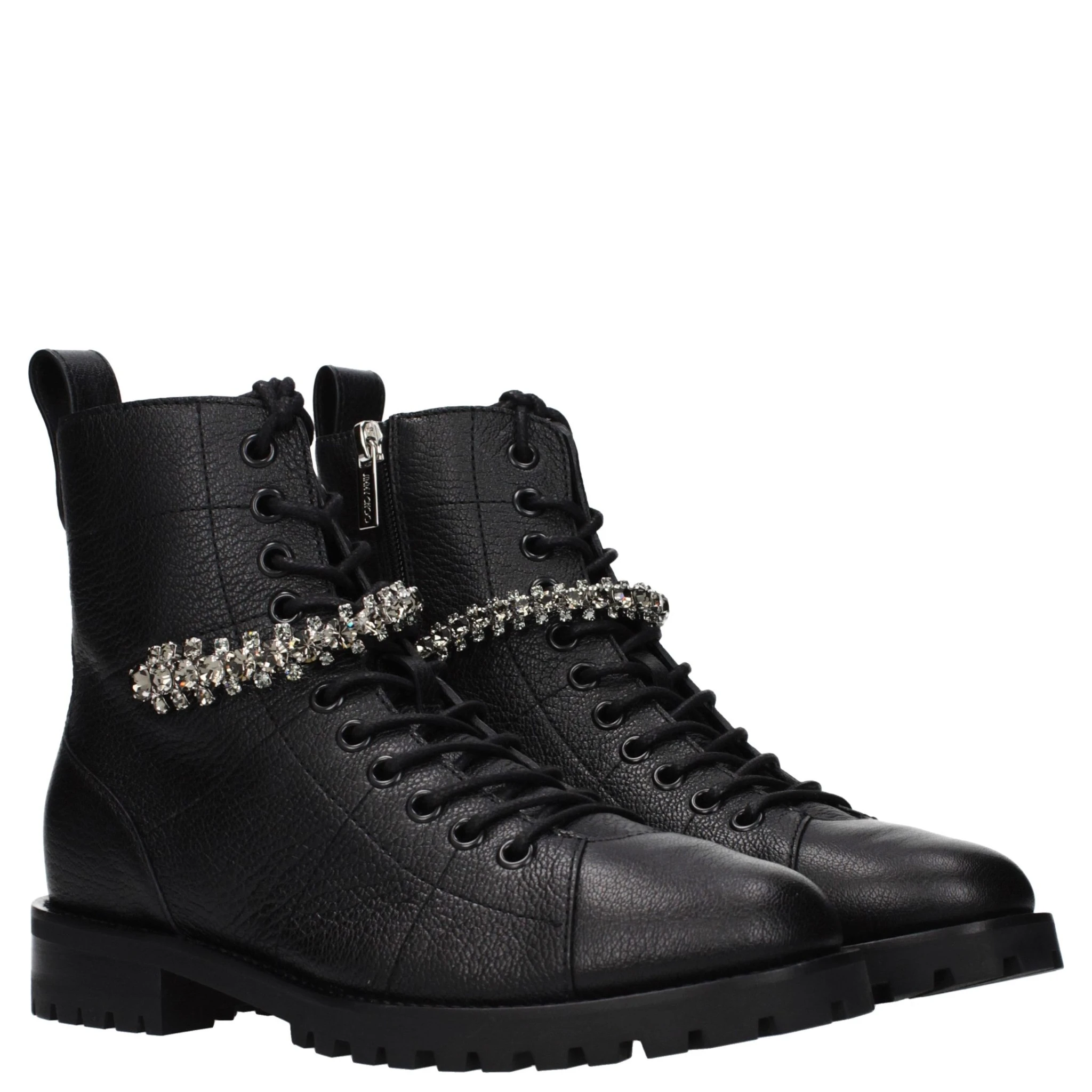 حذاء كاحل من الجلد الأسود