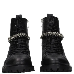 حذاء كاحل من الجلد الأسود